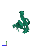 PDB entry 1zuv coloured by chain, ensemble of 24 models, side view.