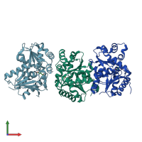 PDB entry 1zuw coloured by chain, front view.