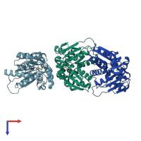 PDB entry 1zuw coloured by chain, top view.