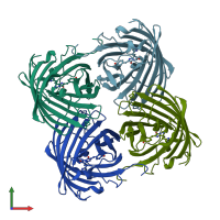 PDB entry 1zux coloured by chain, front view.