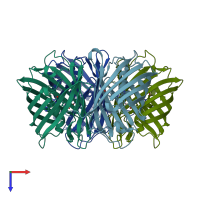 PDB entry 1zux coloured by chain, top view.