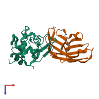 PDB entry 1zv5 coloured by chain, top view.