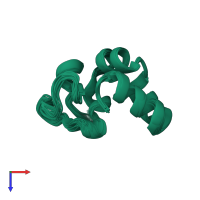 PDB entry 1zv6 coloured by chain, ensemble of 21 models, top view.