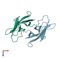 PDB entry 1zvn coloured by chain, top view.