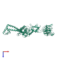 PDB entry 1zvu coloured by chain, top view.