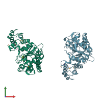 PDB entry 1zvw coloured by chain, front view.