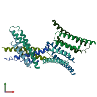 PDB entry 1zw0 coloured by chain, front view.