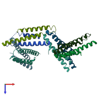 PDB entry 1zw0 coloured by chain, top view.