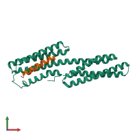 PDB entry 1zw2 coloured by chain, front view.