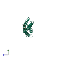 PDB entry 1zw2 coloured by chain, side view.