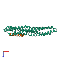 PDB entry 1zw2 coloured by chain, top view.