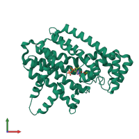 PDB entry 1zw5 coloured by chain, front view.