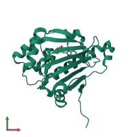 PDB entry 1zw9 coloured by chain, front view.