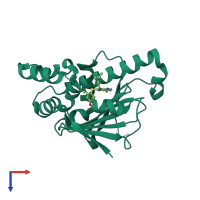 PDB entry 1zw9 coloured by chain, top view.