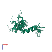 PDB entry 1zwc coloured by chain, ensemble of 10 models, top view.
