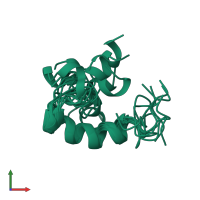 PDB entry 1zwf coloured by chain, ensemble of 10 models, front view.