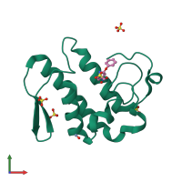 PDB entry 1zwp coloured by chain, front view.