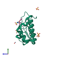 PDB entry 1zwp coloured by chain, side view.