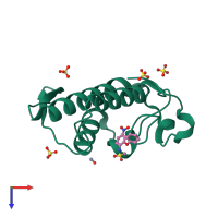 PDB entry 1zwp coloured by chain, top view.
