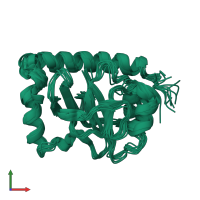 PDB entry 1zwt coloured by chain, ensemble of 12 models, front view.