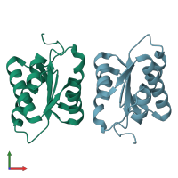 PDB entry 1zwz coloured by chain, front view.