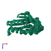 PDB entry 1zxf coloured by chain, ensemble of 20 models, top view.