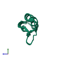 PDB entry 1zxh coloured by chain, ensemble of 20 models, side view.