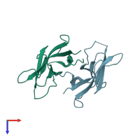 PDB entry 1zxk coloured by chain, top view.