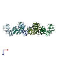 PDB entry 1zxo coloured by chain, top view.
