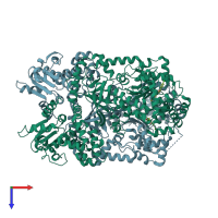 PDB entry 1zxv coloured by chain, top view.