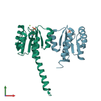 PDB entry 1zy2 coloured by chain, front view.