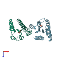 PDB entry 1zy2 coloured by chain, top view.