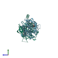 PDB entry 1zy5 coloured by chain, side view.