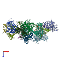 PDB entry 1zy8 coloured by chain, ensemble of 2 models, top view.