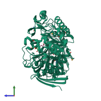 PDB entry 1zy9 coloured by chain, side view.