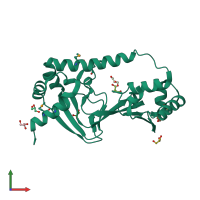 PDB entry 1zyb coloured by chain, front view.