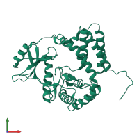 PDB entry 1zyl coloured by chain, front view.