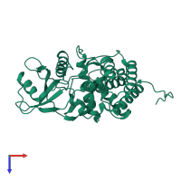 PDB entry 1zyl coloured by chain, top view.