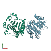 PDB entry 1zyn coloured by chain, front view.