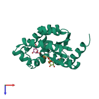 PDB entry 1zyu coloured by chain, top view.