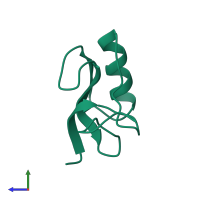 PDB entry 1zyv coloured by chain, side view.