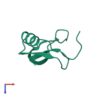 PDB entry 1zyv coloured by chain, top view.
