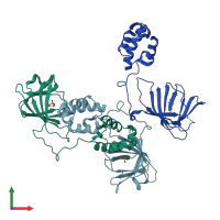 PDB entry 1zz8 coloured by chain, front view.