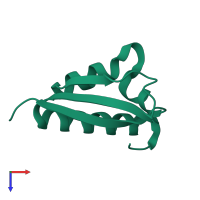 PDB entry 1zzk coloured by chain, top view.