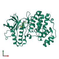 PDB entry 1zzl coloured by chain, front view.