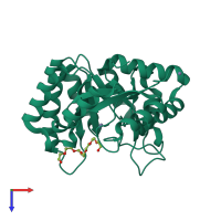 PDB entry 1zzm coloured by chain, top view.