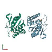 PDB entry 1zzw coloured by chain, front view.