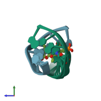 PDB entry 203d coloured by chain, ensemble of 40 models, side view.