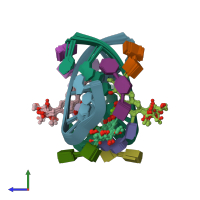 PDB entry 207d coloured by chain, ensemble of 8 models, side view.