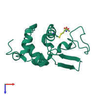 Monomeric assembly 1 of PDB entry 207l coloured by chemically distinct molecules, top view.